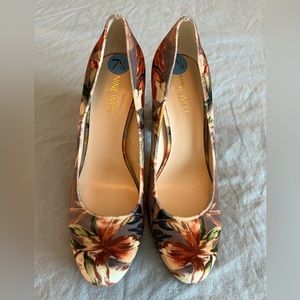 Nine West Velvet Floral Block Heel